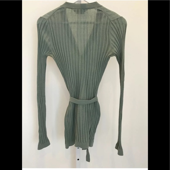BCBG SAGE GREEN LIGHT WEIGHT BELTED CARDIGAN XS - Picture 6 of 13